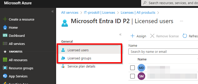 microsoft entra id licences attribution